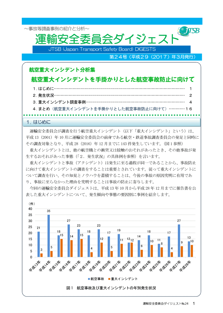 航空重大インシデント分析集　航空重大インシデントを手掛かりとした航空事故防止に向けて