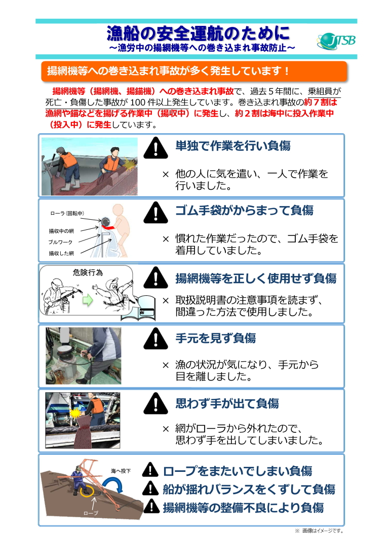 漁船の安全運航のために～漁労中の揚網機等への巻き込まれ事故防止～